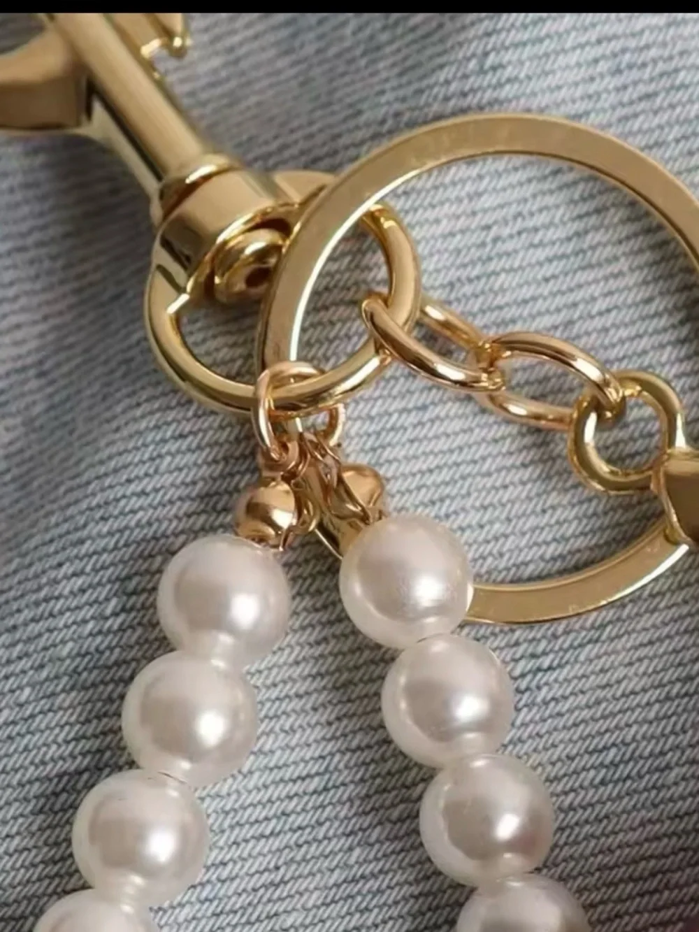 🍒 Y2K Cherry Pearl Bag Charm Keychain – Gold Tone. Ships free!